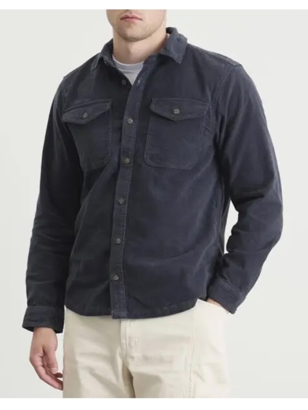 Patagonia Men's Corduroy Heavy-Weight Button Up Shirt Smolder Blue Cotton Size S